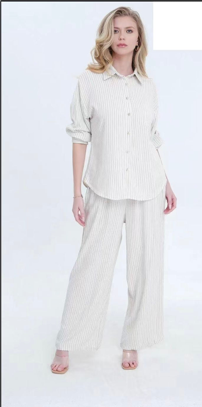 Linen blend pin stripe co ord set