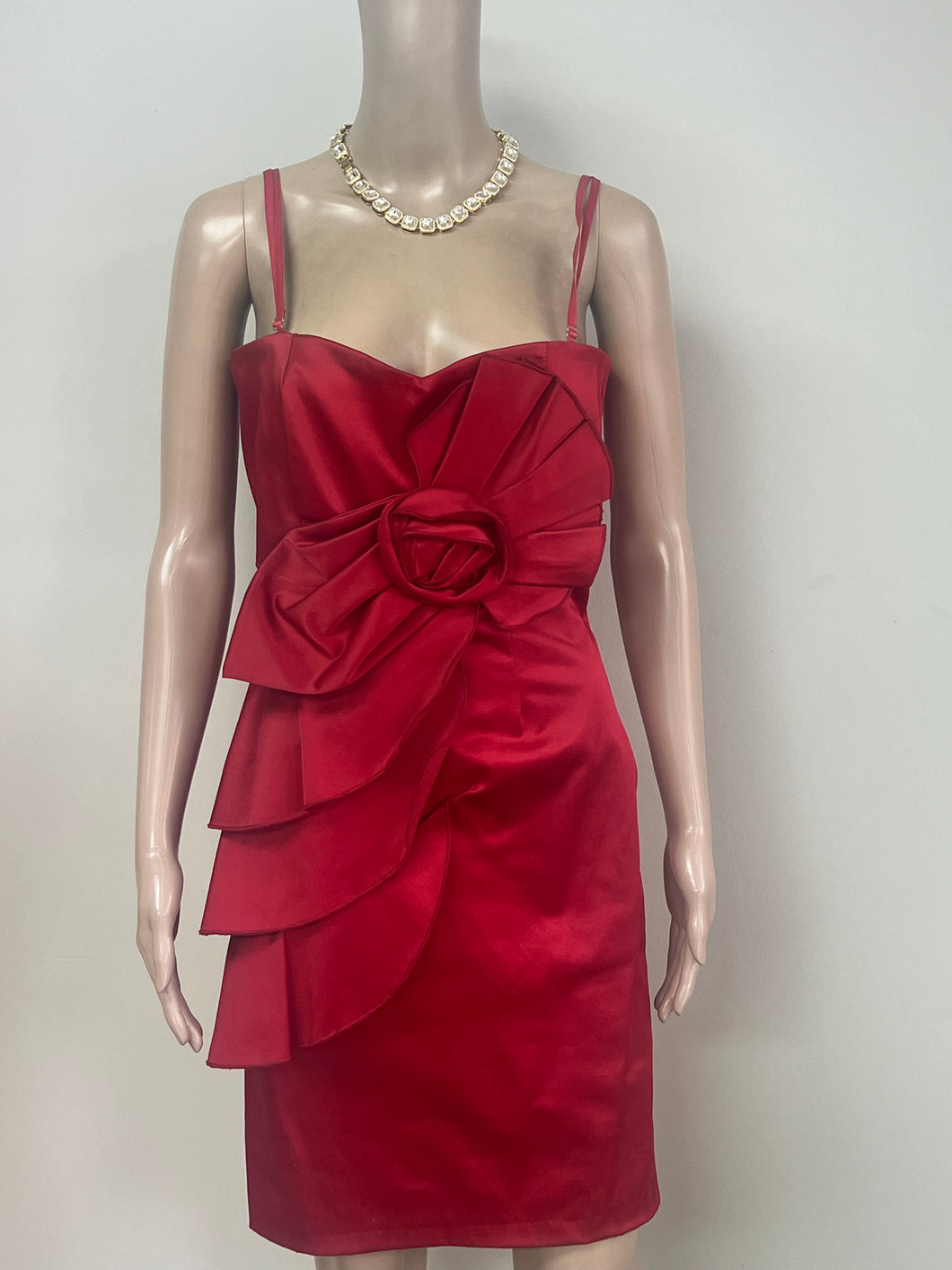 Rinascimento Red Satin Cocktail Dress – Size 8–12