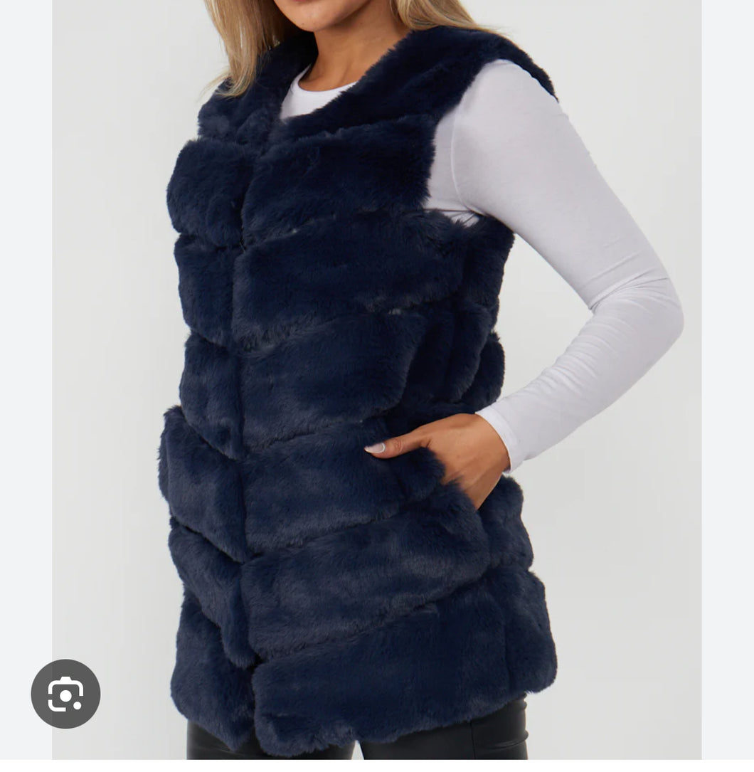 Blue faux fur gilet