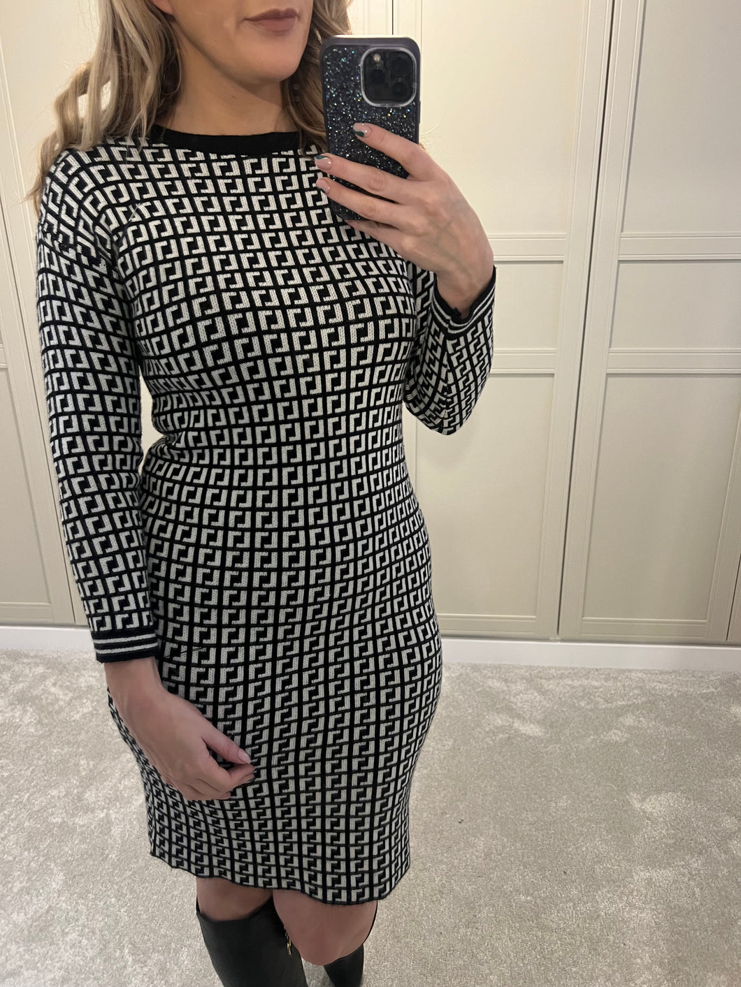 Patterned jumper dress