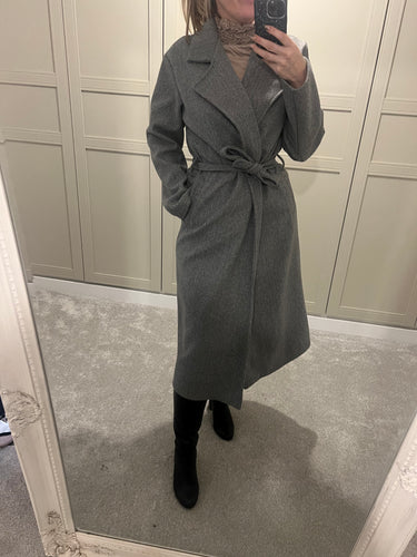 Grey felt wrap coat