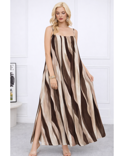 Brown tie dye maxi dress