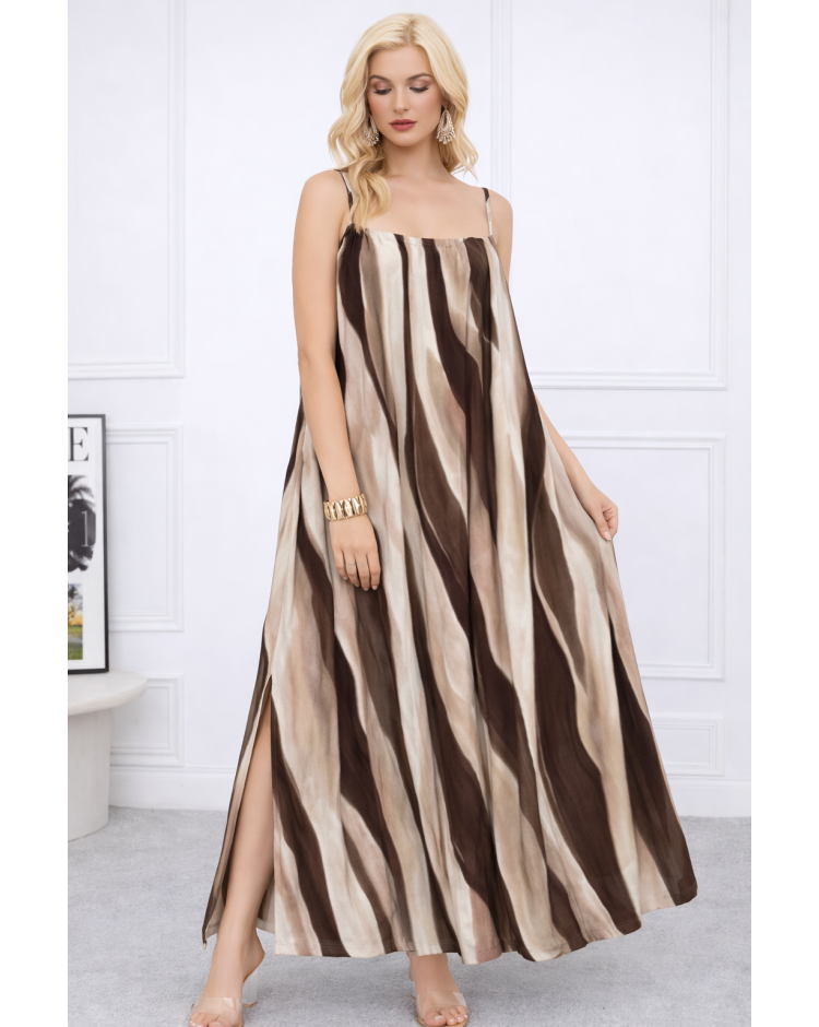 Brown tie dye maxi dress