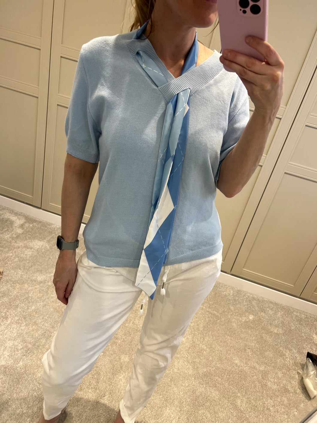 Blue scarf light knit jumper