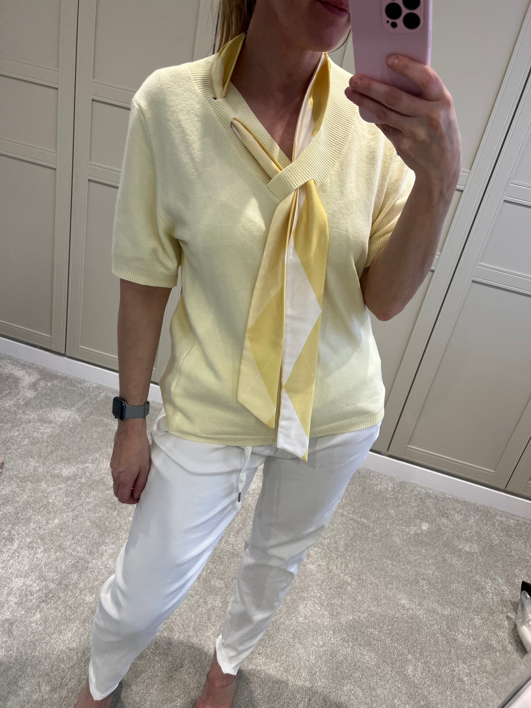 Yellow scarf light knit jumper