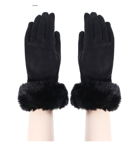 Black Faux fur trimmed gloves