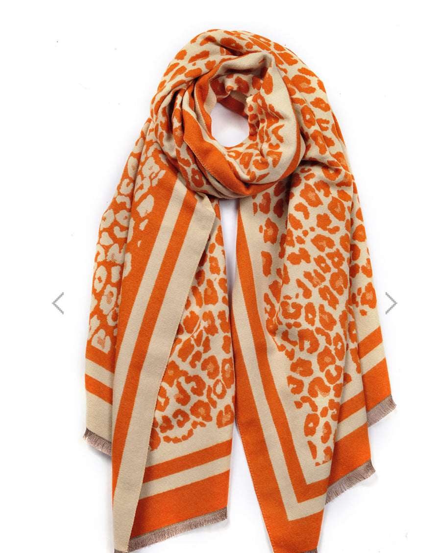 Orange Leopard print scarf