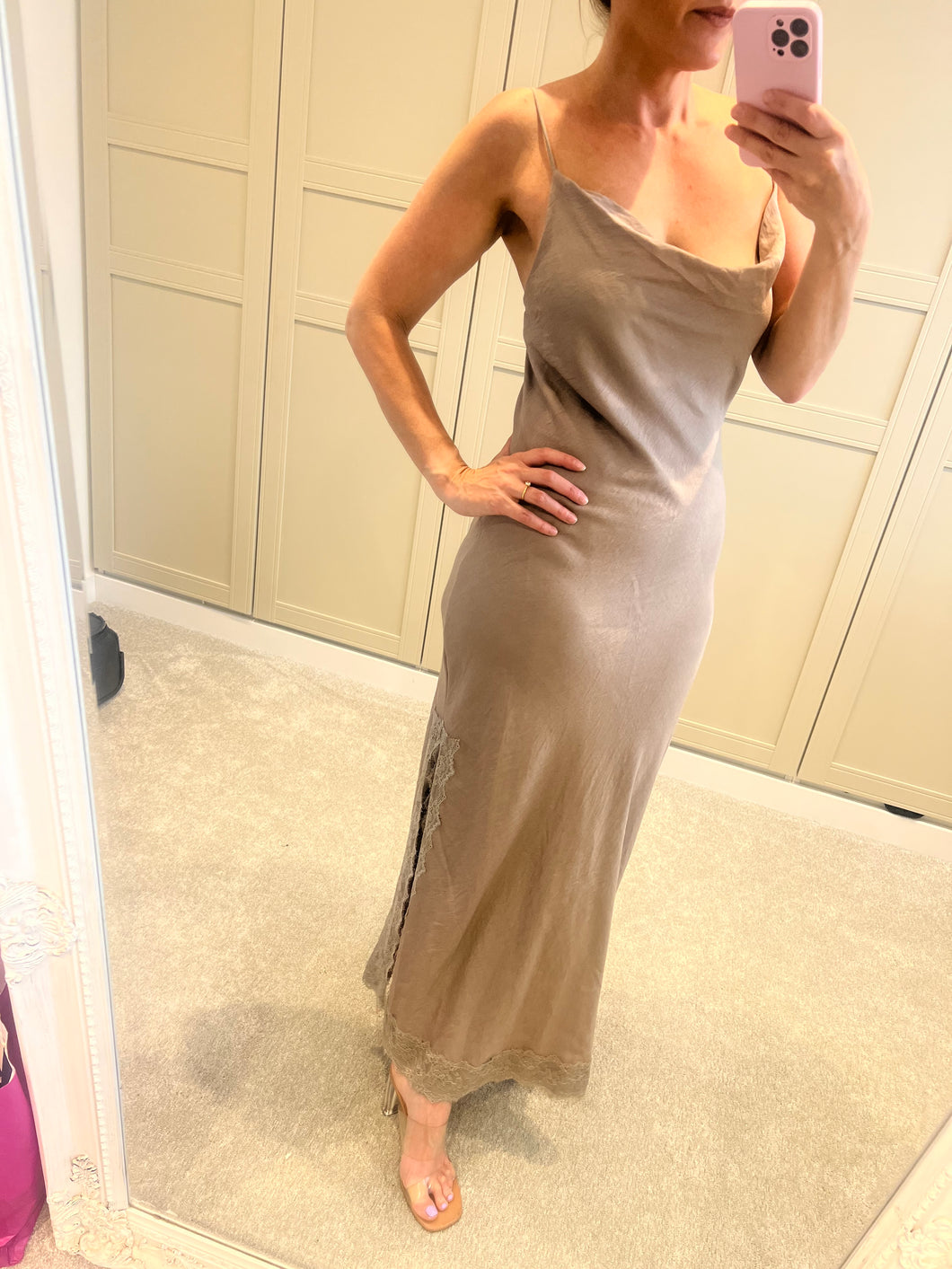 Mocha maxi with lace detail