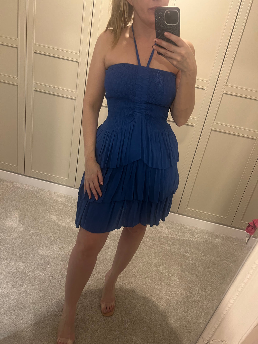 Cobalt blue ruffle dress