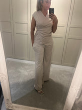 Wide leg oatmeal trousers