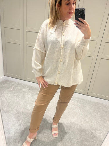 Cream gold button cardigan