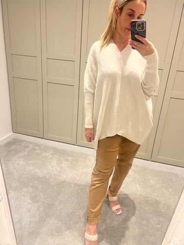 Cream v neck jumper