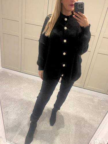 Black gold button cardigan