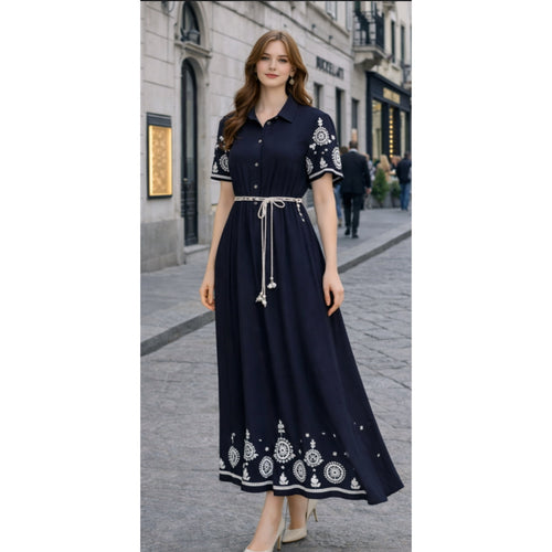 Navy pattern   maxi dress