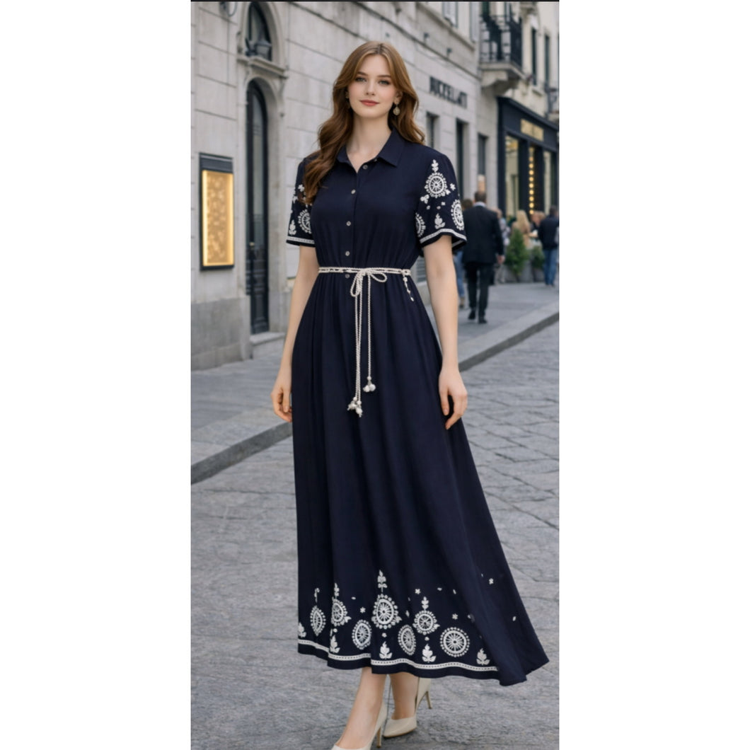 Navy pattern   maxi dress