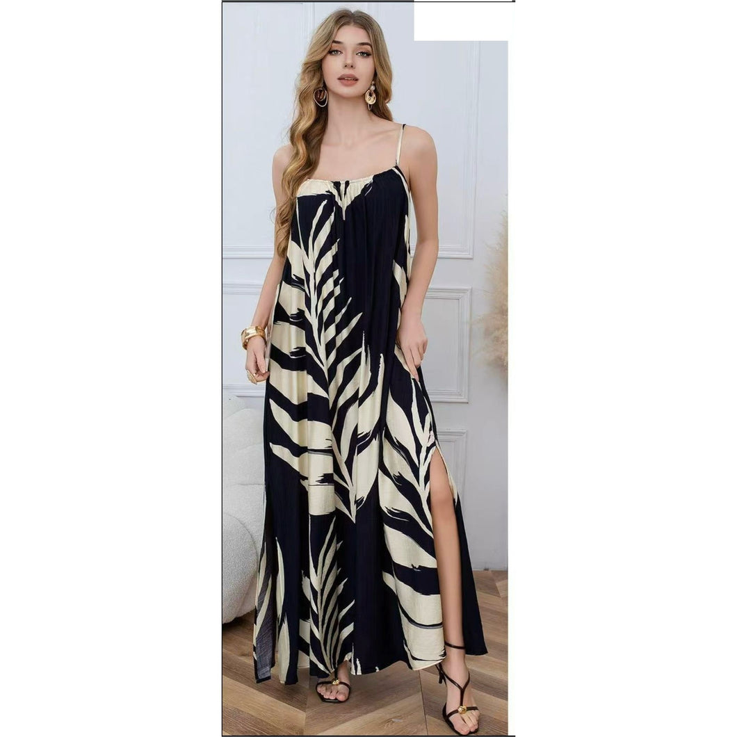 Black printed maxi dress