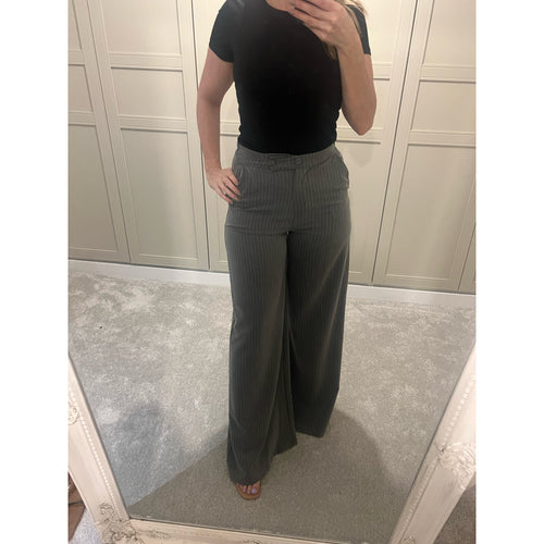 Grey pin stripe wide leg trousers