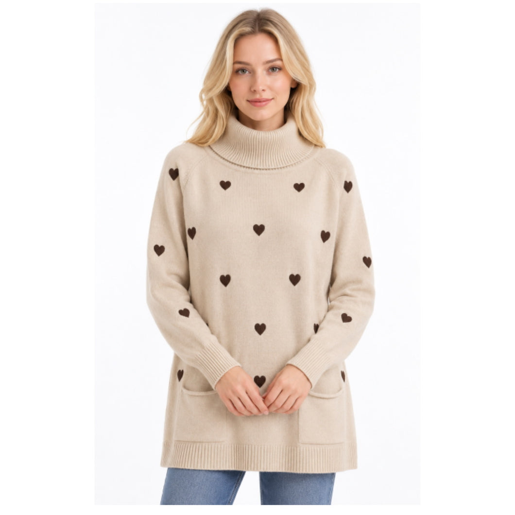 Love heart roll neck jumper