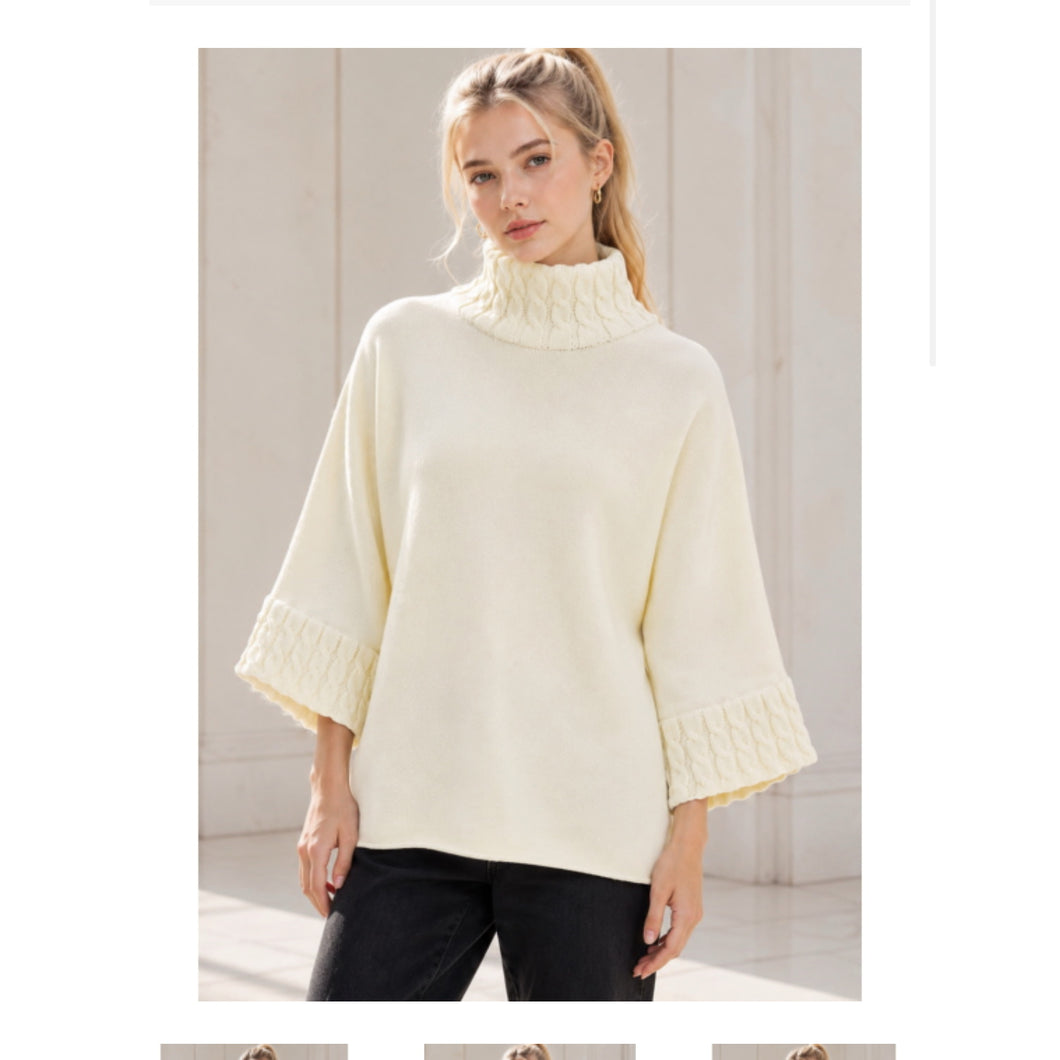 Ivory neck and cuff detailed jumper