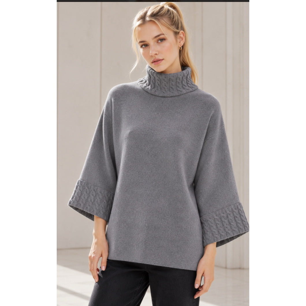 Grey neck and cuff detailed jumper