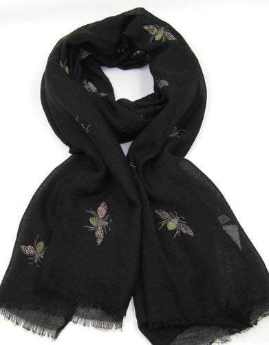 Black glitter bee scarf