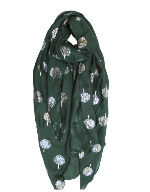 Green tree print scarf
