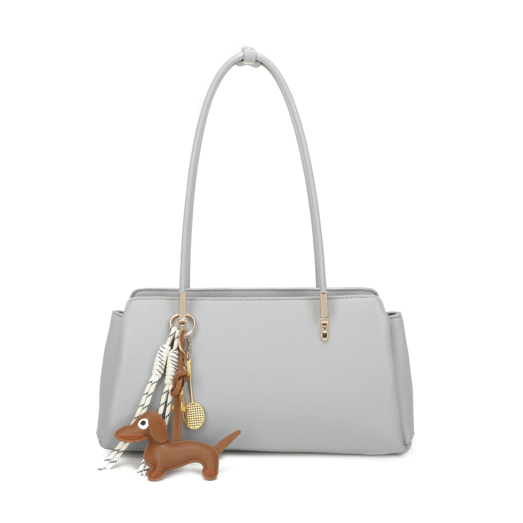 Grey dog charm bag