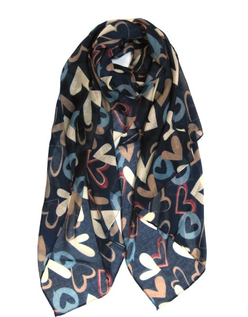 Navy heart scarf
