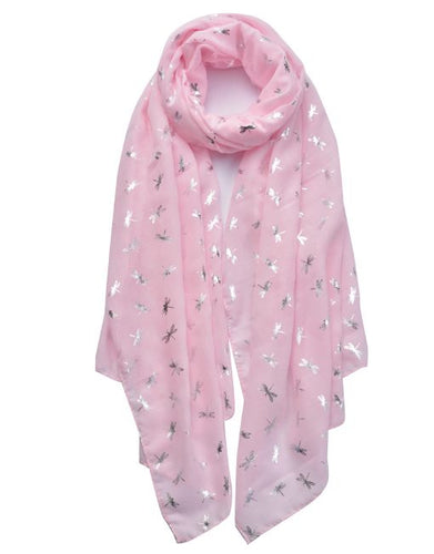 Pink dragon fly scarf