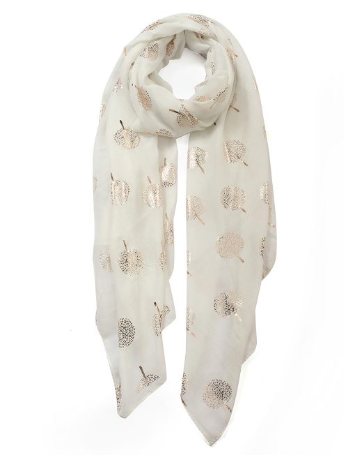 White tree print scarf