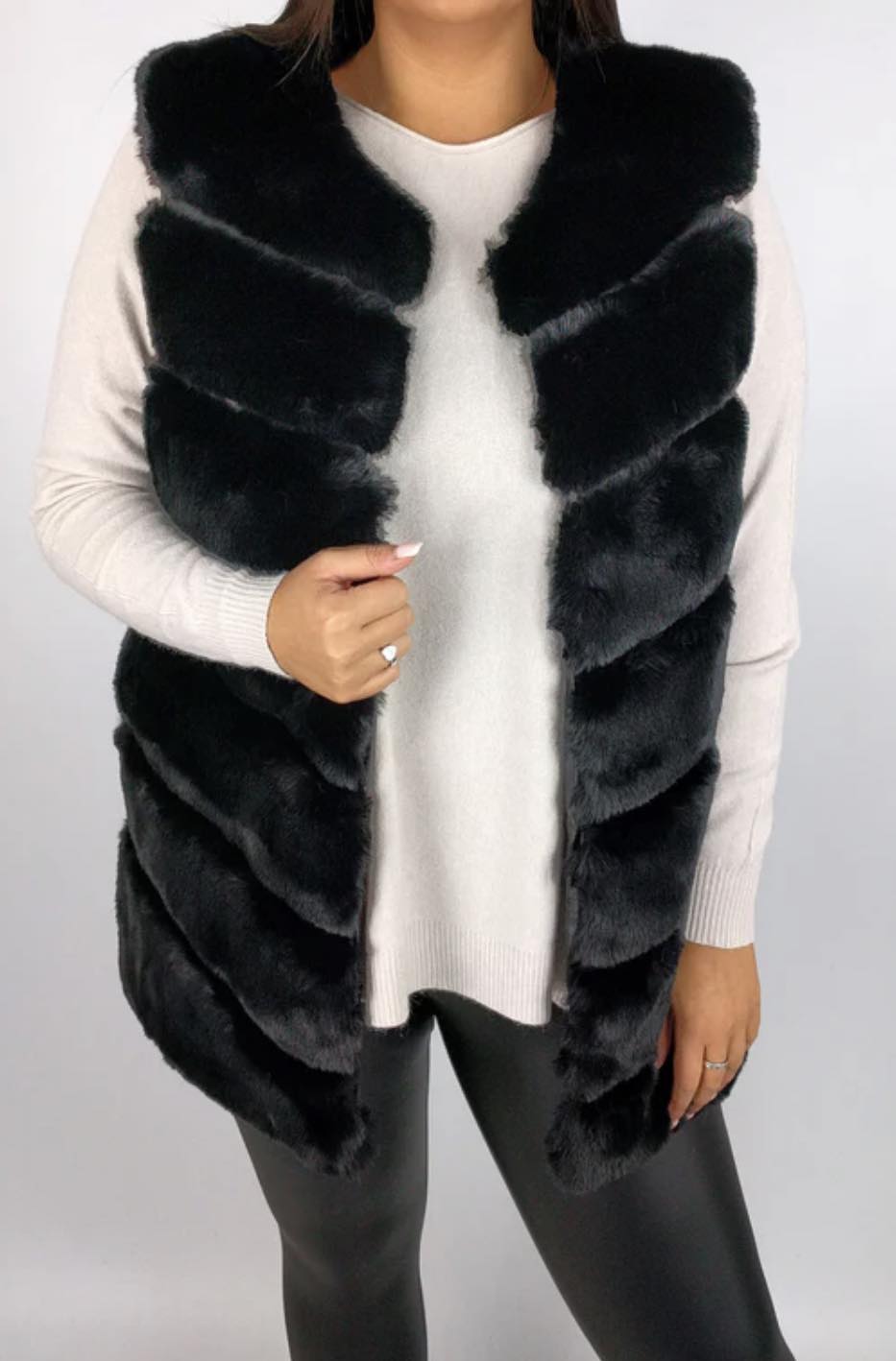 Faux fur black fluffy gilet PRE ORDER