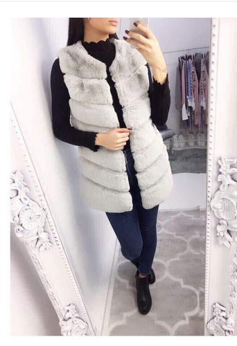 Light grey faux fur gilet PRE ORDER